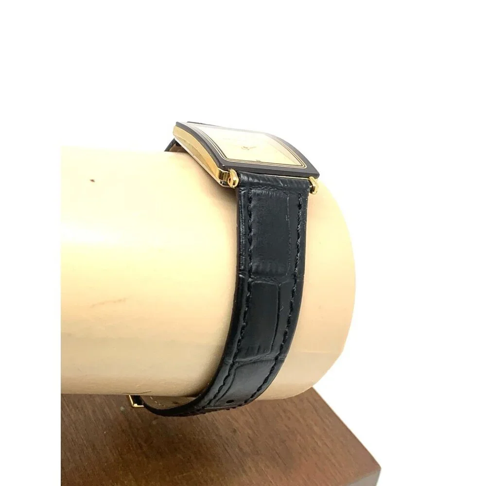 Rado Women's Watch 160.0381.3 Diastar Swiss Quartz Gold Black Leather Tank 24mm